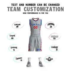 Gray Royal-White Graffiti Oblique Bar Basketball Jersey 4