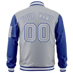Gray Royal-White Raglan Sleeves Letterman Bomber Jacket 4
