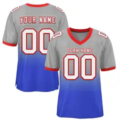 Gray Royal White-Red Gradient Outdoor Football Jersey