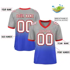 Gray Royal White-Red Gradient Outdoor Football Jersey 2