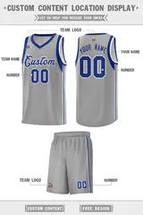 Gray Royal-White Sleeve Color Blocking Basketball Jersey 2
