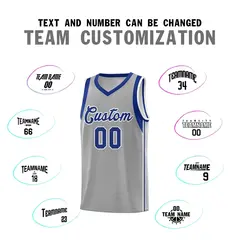 Gray Royal-White Sleeve Color Blocking Basketball Jersey 4