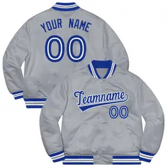 Gray Royal-White Soldier Full-Snap Varsity Letterman Jacket