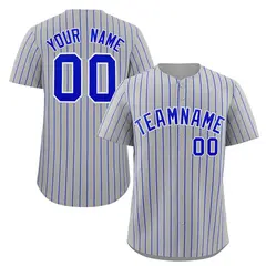 Gray Royal-White Stripe Authentic Fashion Baseball Jersey