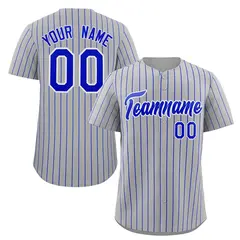 Gray Royal-White Stripe Authentic Fashion Baseball Jersey