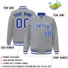 Gray Royal-White Two Tone Varsity Full-Snap Letterman Jacket 2