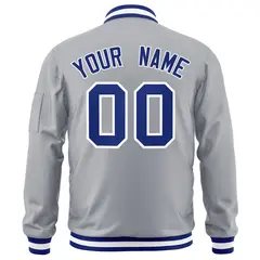 Gray Royal-White Varsity Full-Zip Letterman Bomber Jacket 4