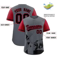 Gray Scarlet Raptor Series Raglan Urban Style Baseball Jersey 2