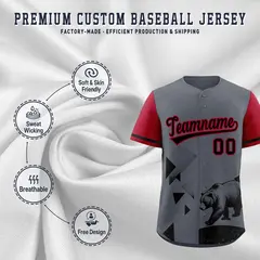 Gray Scarlet Raptor Series Raglan Urban Style Baseball Jersey 3