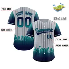 Gray Seattle City Silhouette Baseball Jersey 2