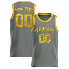 Gray Sequined Trim Athletic Basketball Jersey