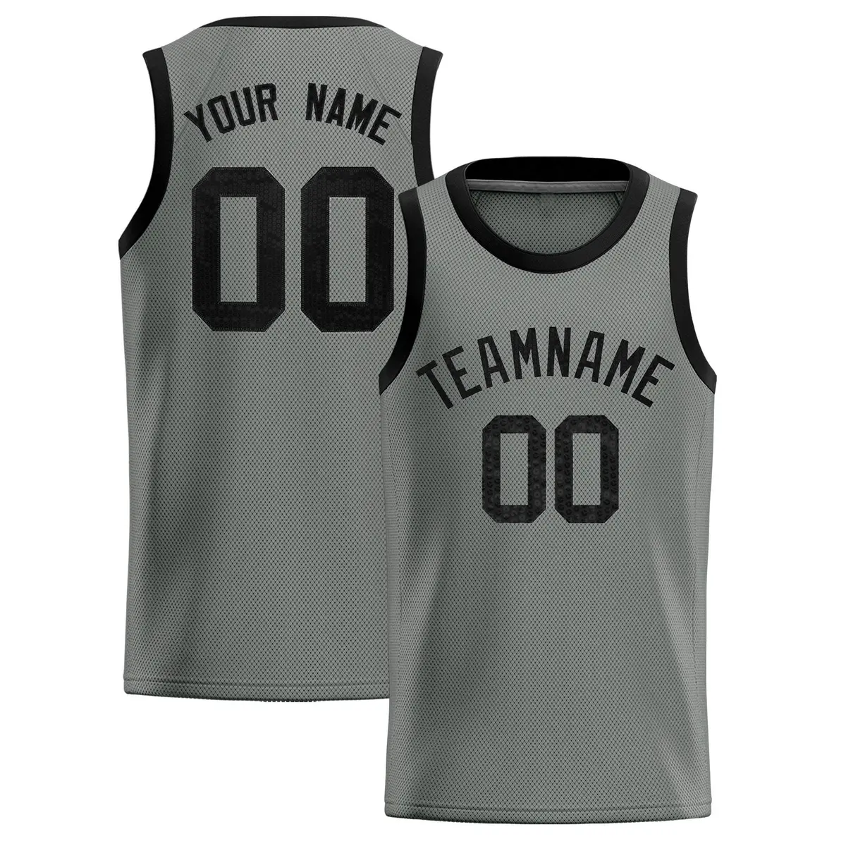 Gray Sequined Trim Athletic Basketball Jersey