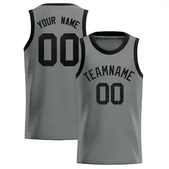 Gray Sequined Trim Athletic Basketball Jersey 1