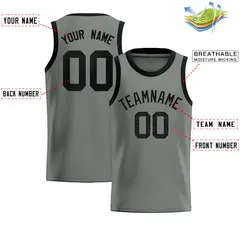 Gray Sequined Trim Athletic Basketball Jersey 2