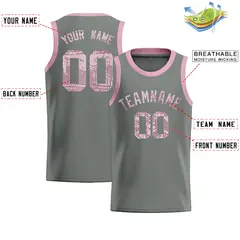 Gray Sequined Trim Athletic Basketball Jersey 2