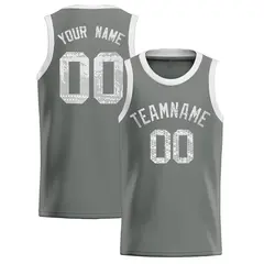 Gray Sequined Trim Athletic Basketball Jersey 1
