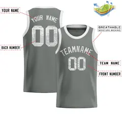 Gray Sequined Trim Athletic Basketball Jersey 2