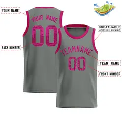 Gray Sequined Trim Athletic Basketball Jersey 2