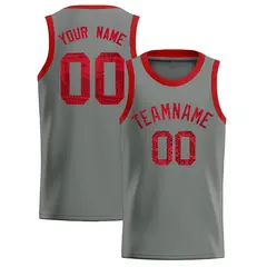 Gray Sequined Trim Athletic Basketball Jersey 1