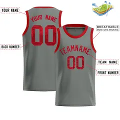 Gray Sequined Trim Athletic Basketball Jersey 2