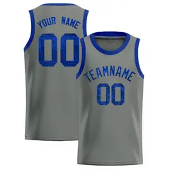 Gray Sequined Trim Athletic Basketball Jersey 1