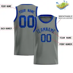 Gray Sequined Trim Athletic Basketball Jersey 2