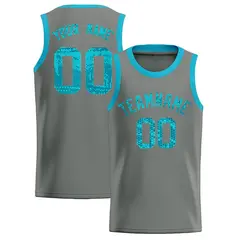Gray Sequined Trim Athletic Basketball Jersey 1