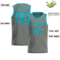 Gray Sequined Trim Athletic Basketball Jersey 2