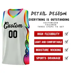 Gray Side Flame Fashion Sports Basketball Jersey 2