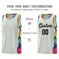 Gray Side Flame Fashion Sports Basketball Jersey 3