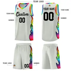 Gray Side Flame Fashion Sports Basketball Jersey 5