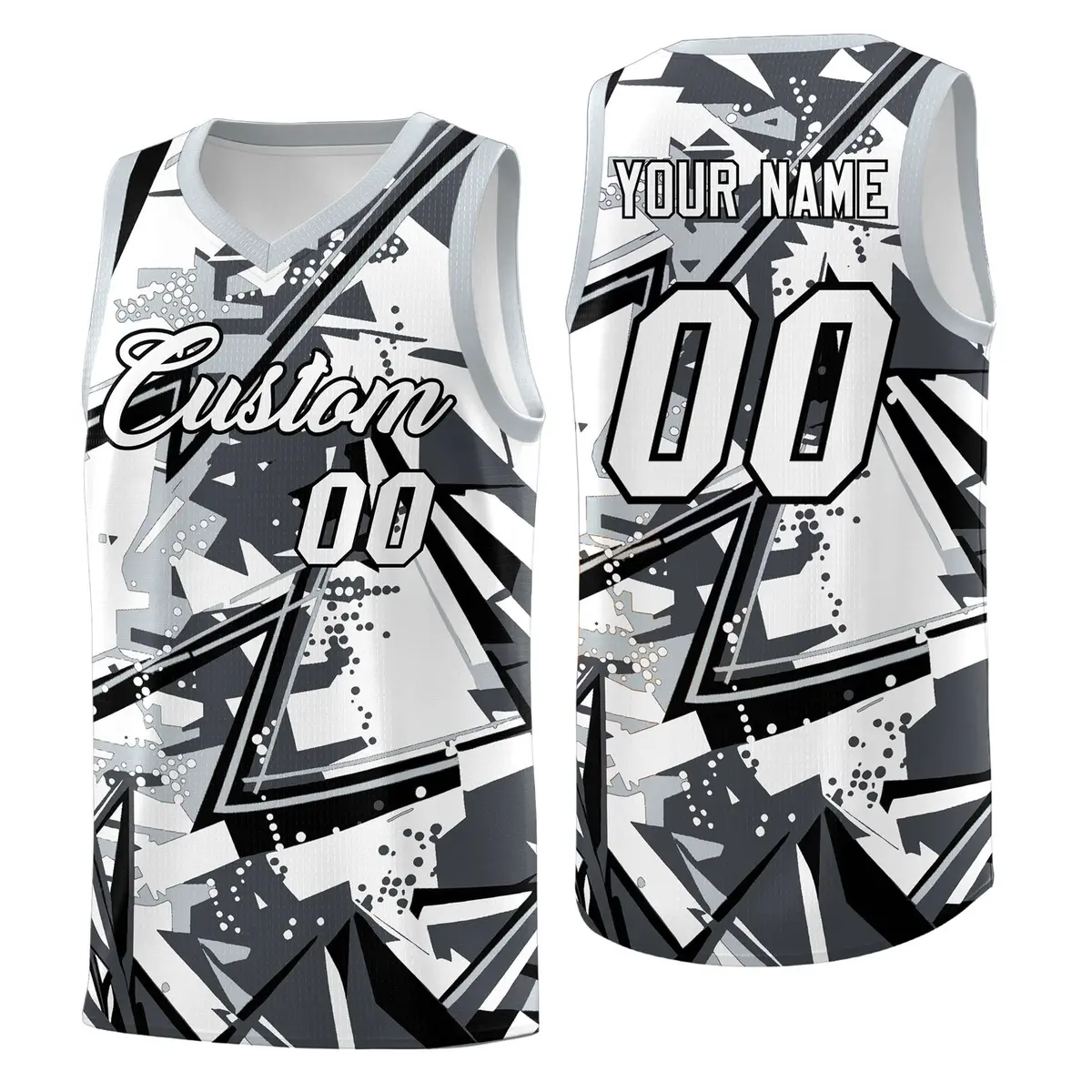 Gray Silver Abstract Graffiti Uniform Basketball Jersey