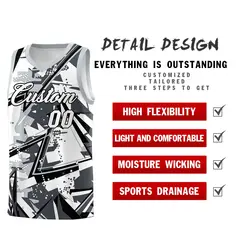 Gray Silver Abstract Graffiti Uniform Basketball Jersey 2