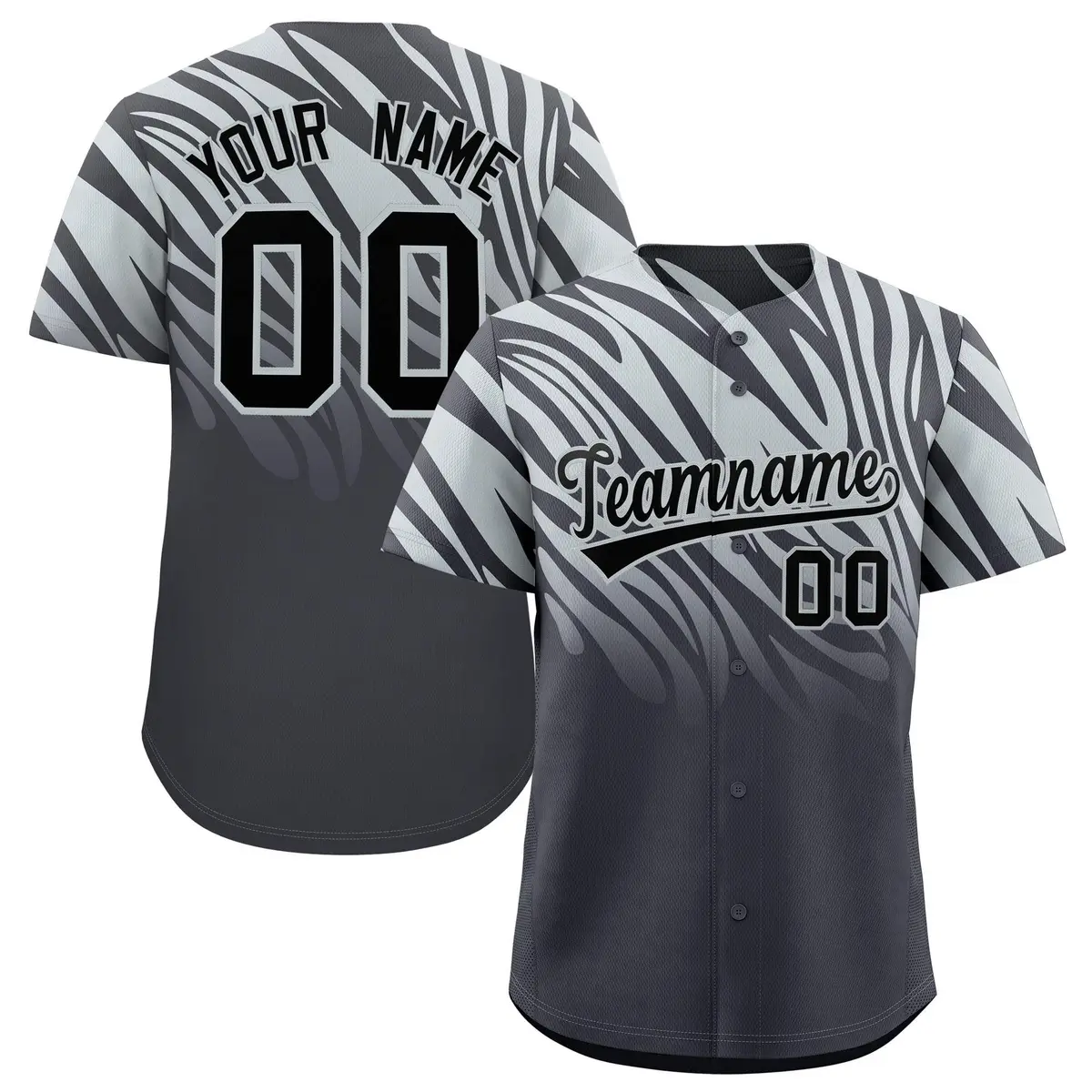 Gray Silver Tiger Stripe Gradient Baseball Jersey