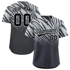 Gray Silver Tiger Stripe Gradient Baseball Jersey 1