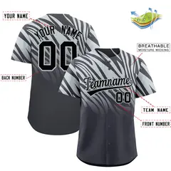 Gray Silver Tiger Stripe Gradient Baseball Jersey 2