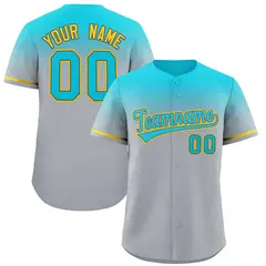 Gray Sky Blue Gradient Fashion Baseball Jersey 1