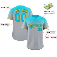 Gray Sky Blue Gradient Fashion Baseball Jersey 2