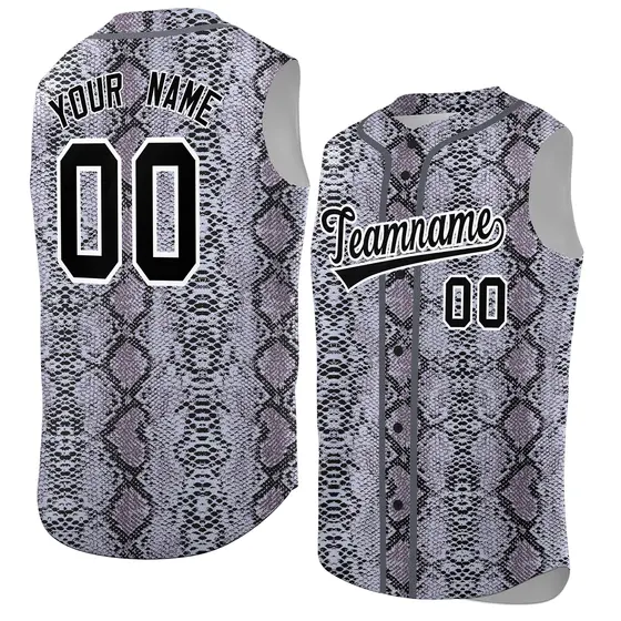 Gray Snakeskin Pattern Sleeveless Baseball Jersey