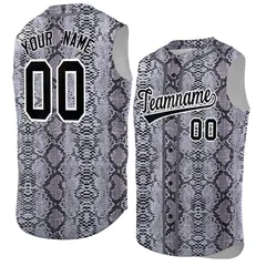 Gray Snakeskin Pattern Sleeveless Baseball Jersey