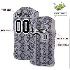 Gray Snakeskin Pattern Sleeveless Baseball Jersey 2