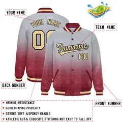 Gray Sparkle-Effect Varsity Full-Snap Letterman Baseball Jacket 2