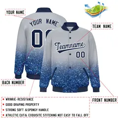 Gray Sparkle-Effect Varsity Full-Snap Letterman Baseball Jacket 2
