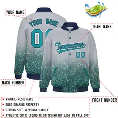 Gray Sparkle-Effect Varsity Full-Snap Letterman Baseball Jacket 2
