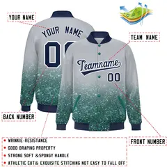 Gray Sparkle-Effect Varsity Full-Snap Letterman Baseball Jacket 2