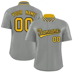 Gray Stand Collar Classic Authentic Baseball Jersey 1