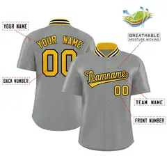 Gray Stand Collar Classic Authentic Baseball Jersey 2