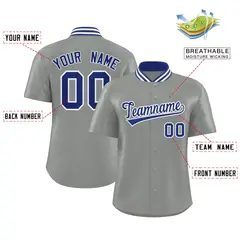 Gray Stand Collar Classic Authentic Baseball Jersey 2