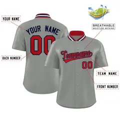 Gray Stand Collar Classic Authentic Baseball Jersey 2