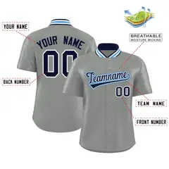 Gray Stand Collar Classic Authentic Baseball Jersey 2